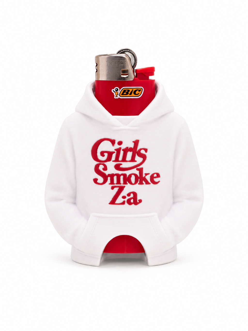 Girls Smoke Za Hoodie Lighter Holder Keychain (white)