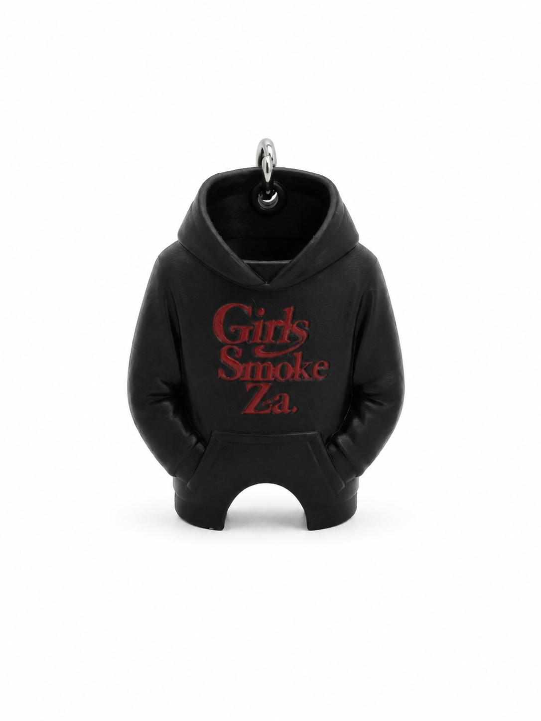 Girls Smoke Za Hoodie Lighter Holder Keychain (black)