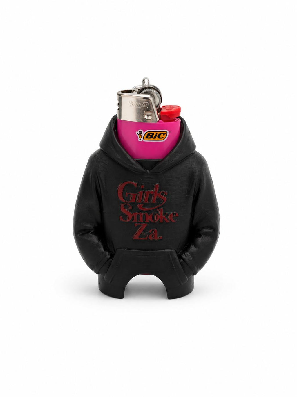 Girls Smoke Za Hoodie Lighter Holder Keychain (black)
